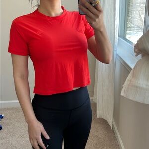 Lululemon Red cropped top. Size 2